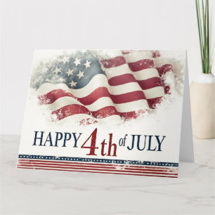 Happy 4th of July - American Flag Vintage Design Card