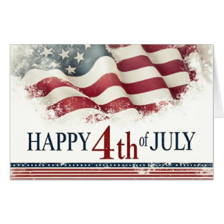 Happy 4th of July - American Flag Vintage Design Card