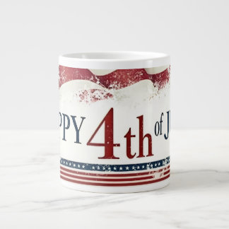 Happy 4th of July - American Flag Vintage Design Giant Coffee Mug