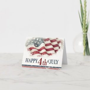 Happy 4th of July - American Flag Vintage Design Letterpress Thank You Card