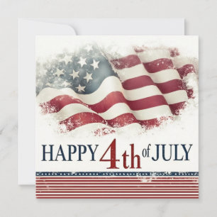 Happy 4th of July - American Flag Vintage Design Note Card