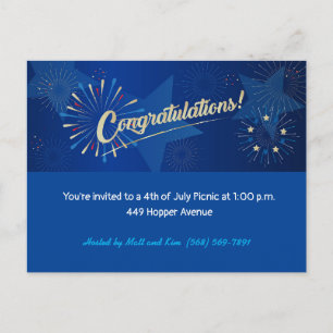 Happy 4th of July American USA Flag Congratulation Postcard