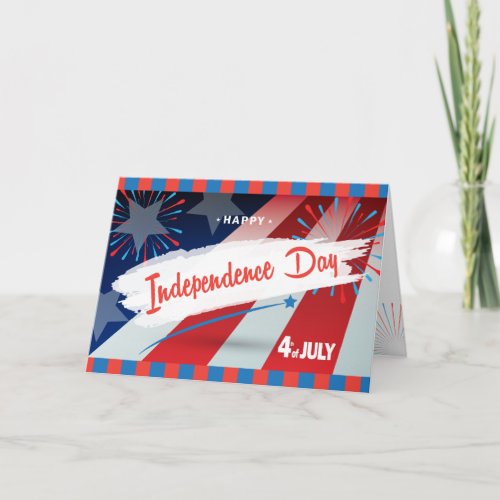 Happy 4th of July American USA Flag Patriotic Card