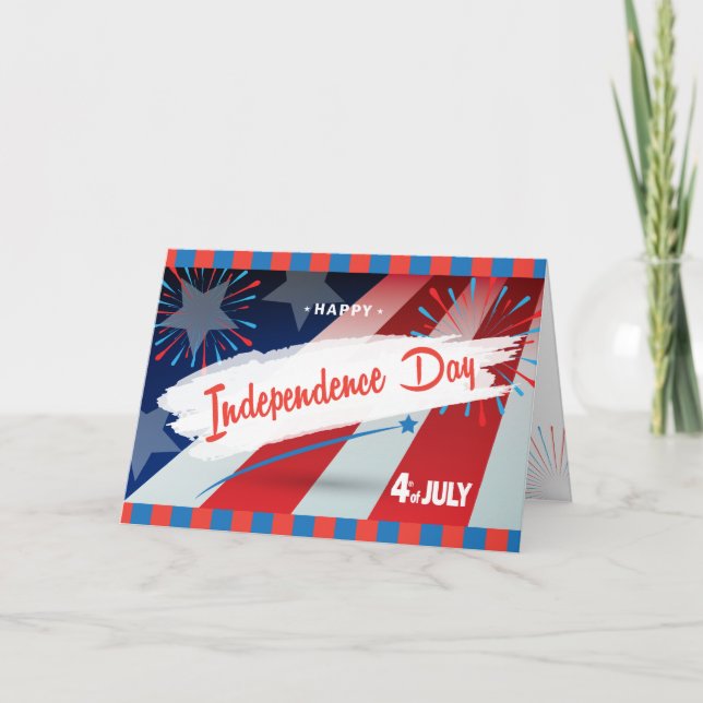 Happy 4th of July American USA Flag Patriotic Card (Front)