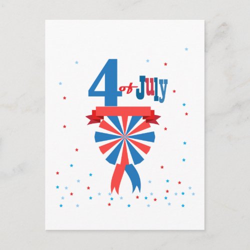 Happy 4th of July American USA Flag Patriotic Postcard