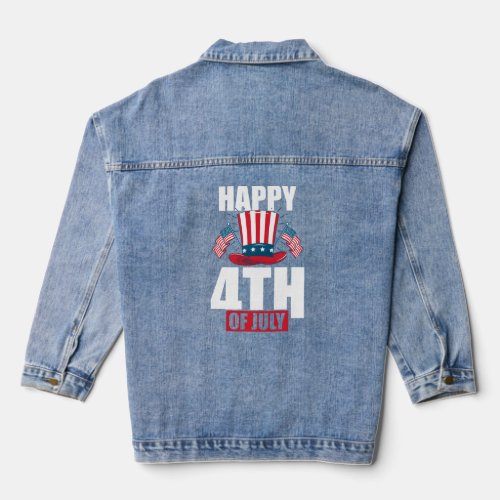 Happy 4Th Of July American Usa Flag Patriotic Top Denim Jacket