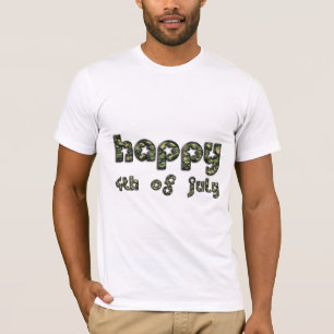 Happy 4th of July Army Camouflage Typography T-Shirt