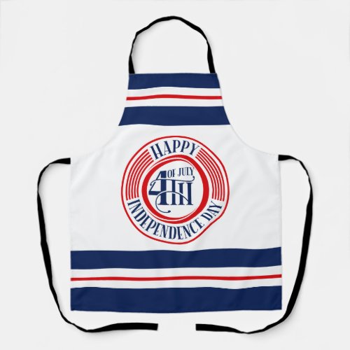 Happy 4th of July Badge Red White Blue Apron