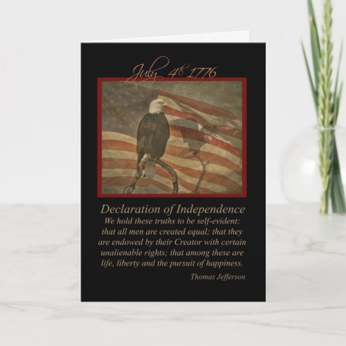 Happy 4th of July Bald Eagle and Flag Distressed Card