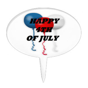 "HAPPY 4TH OF JULY" BALLOONS CAKE TOPPER
