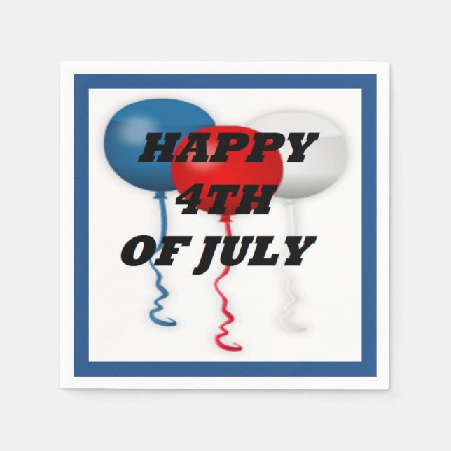 "HAPPY 4TH OF JULY" BALLOONS NAPKINS (Front)