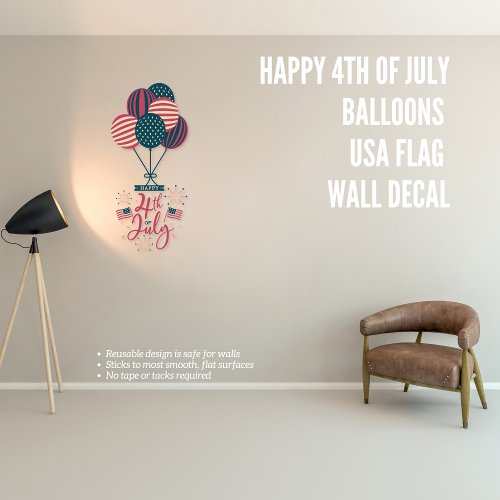 Happy 4th of July Balloons USA Flag Wall Decal