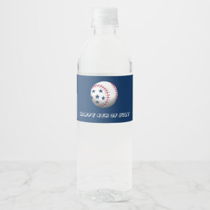 Happy 4th of July Baseball Water Bottle Label