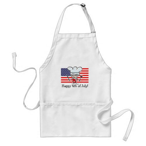 Happy 4th of July BBQ apron with US flag and chef