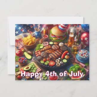 Happy 4th of July BBQ Postcard
