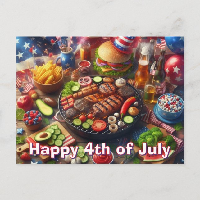 Happy 4th of July BBQ Postcard (Front)