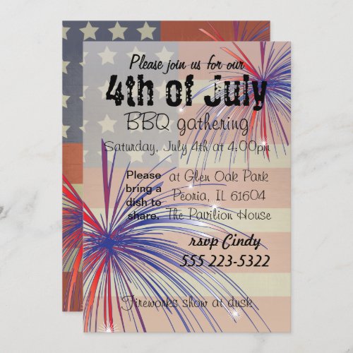 Happy 4th of July BBQ  Vintage Style Invitation