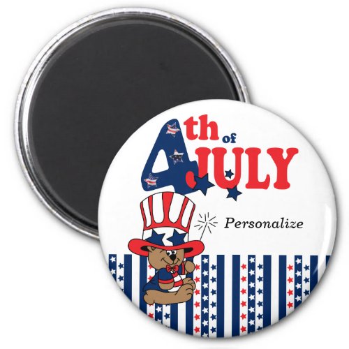 Happy 4th of July Bear Magnet