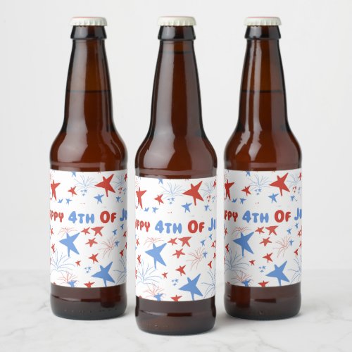 Happy 4th of July Beer Bottle Label