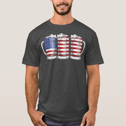 Happy 4th Of July Beer Celebrating Freedom Flag T_Shirt