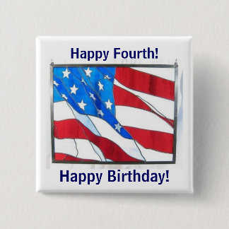 Happy 4th-of-July Birthday! Button