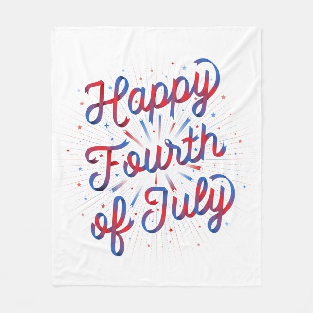 Happy 4th of July Blanket (Red/Blue Gradient) (Front)