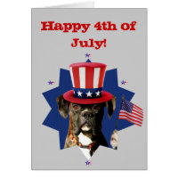 Happy 4th of July boxer dog greeting card