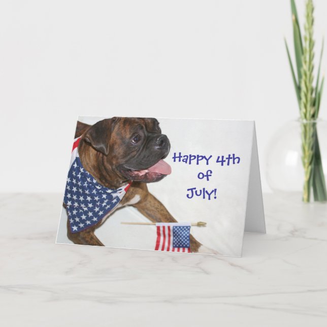 Happy 4th of July Boxer greeting card (Front)
