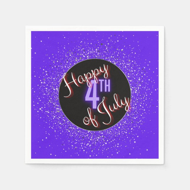 Happy 4th of July Brilliant Red White & Blue  Napkins (Front)