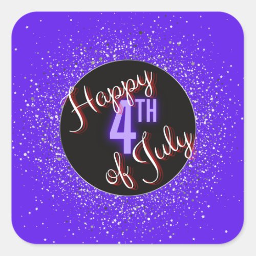 Happy 4th of July Brilliant Red White  Blue   Square Sticker