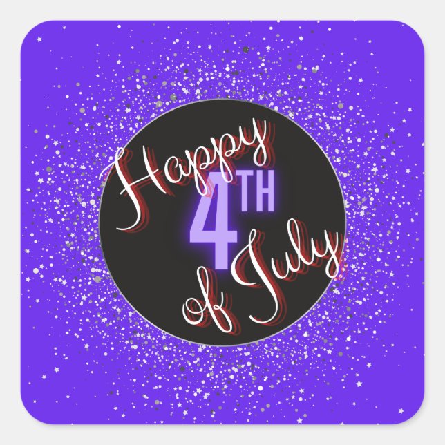 Happy 4th of July Brilliant Red White & Blue   Square Sticker (Front)