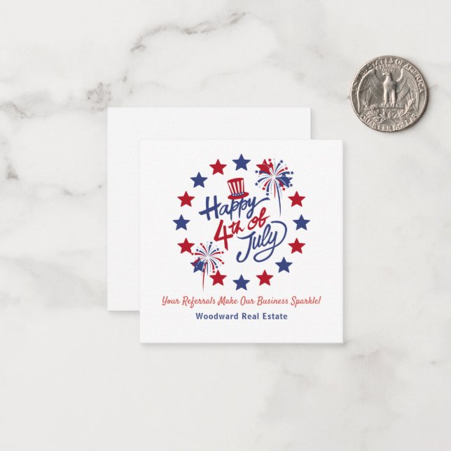 Happy 4th of July Business Sparkle | Realtor Mini  Note Card (Front/Back In Situ)
