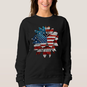 Happy 4th Of July Butterflies Sunflower US Flag Pa Sweatshirt