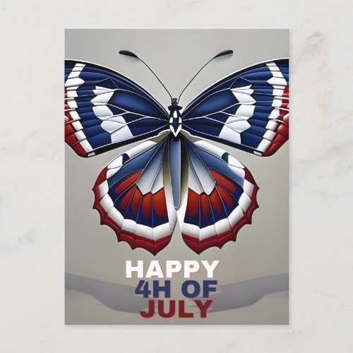 Happy 4th of July Butterfly USA Holiday  Holiday Postcard