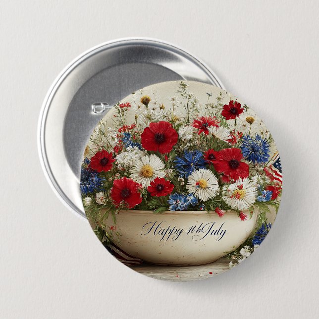 Happy 4th of July Button (Front & Back)