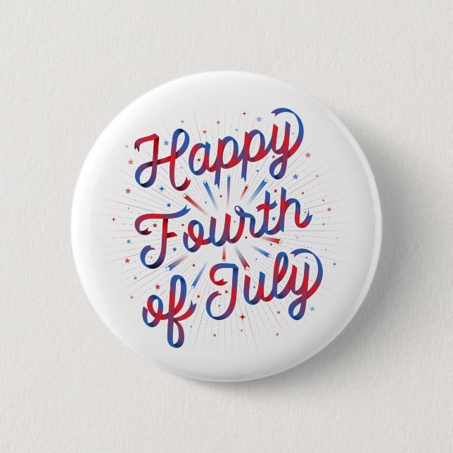 Happy 4th of July / Button Pin (Red/Blue Gradient) (Front)