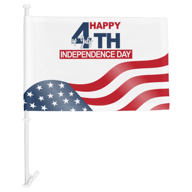 Happy 4th of July Car Flag (Front)