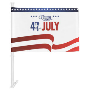 Happy 4th of July Car Flag