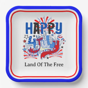 Happy 4th of July Celebration Custum Text Paper Plates