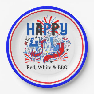Happy 4th of July Celebration Custum Text Paper Plates