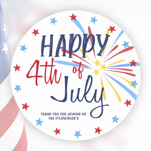 Happy 4th Of July Celebration Party  Classic Round Sticker