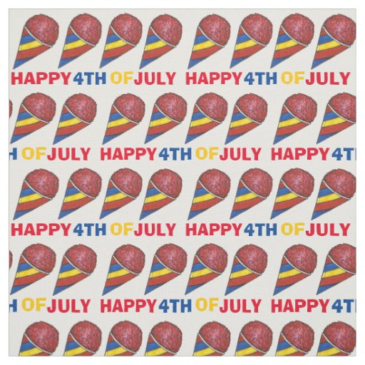 Happy 4th of July Cherry Sno Cone Snocone Snoball Fabric