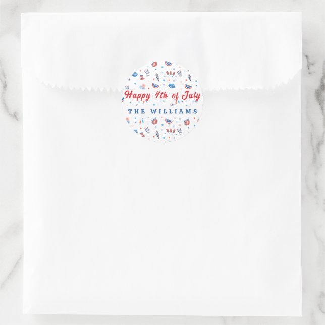 Happy 4th of July Classic Round Sticker (Bag)