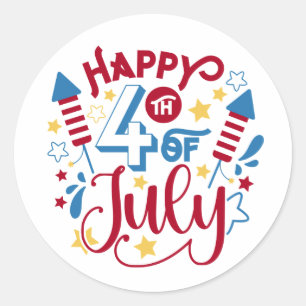 Happy 4th of July Classic Round Sticker