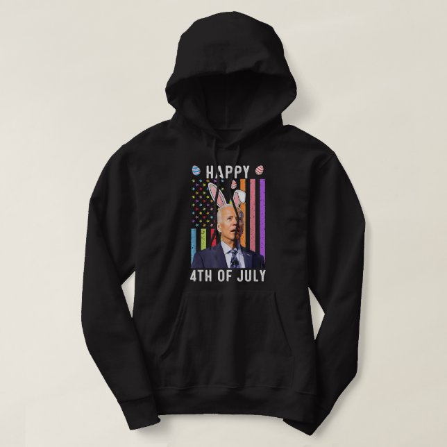Happy 4th Of July Confused Funny Joe Biden Happy E Hoodie (Design Front)