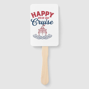Happy 4th of July Cruise Patriotic Ship Design_1 Hand Fan