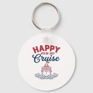 Happy 4th of July Cruise Patriotic Ship Design_1 Keychain
