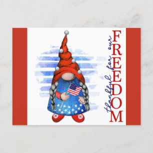Happy 4th of July Cute Gnome Freedom Postcard