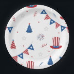 Happy 4th of July Cute Party Pattern Paper Plates<br><div class="desc">Happy 4th of July Cute Party Pattern Paper Plates</div>