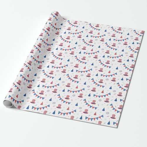 Happy 4th of July Cute Party Pattern  Wrapping Paper